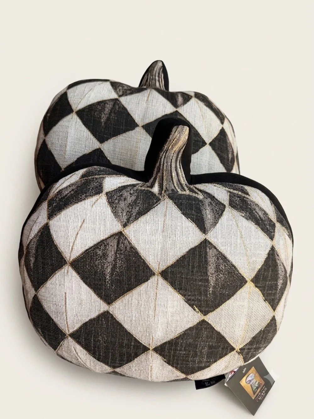 Harlequin Diamond Pumpkin Pillows - Set of 2 Halloween Fall Decor